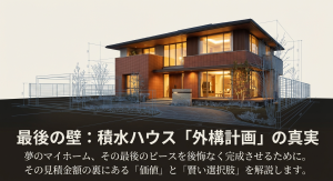 積水ハウスの外構計画を表現した高級感ある住宅デザインの完成イメージ