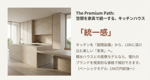 キッチンハウスが家具のような統一感を持つキッチンであることを示すイメージ
