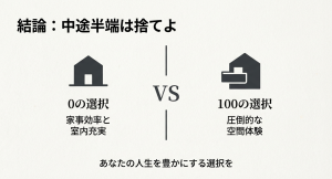 中途半端は捨てよ「0か100か」の選択 家事効率の0か圧倒的な空間体験の100かを選択して人生を豊かにする結論