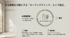 断水時に機能しないビルトイン浄水器に対し、日常使いしながら備蓄ができるウォーターサーバーの防災メリット