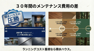 30年間の外壁メンテナンス費用比較 積水ハウスのベルバーンと一般的な吹付外壁における30年間のメンテナンスコストと手間の差