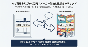 積水ハウスのエアコン見積もり100万円と家電量販店の価格差の比較
