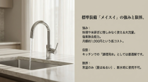 積水ハウス標準のメイスイビルトイン浄水器の低コストな強みと、温度管理・断水時の限界まとめ