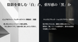 クラフトモザイクの色選び｜ピュアホワイトとケシズミブラックの陰影の出方の違い