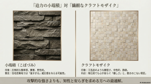 ダインコンクリート小端積（こばづみ）とクラフトモザイクのデザイン比較