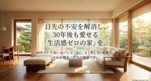 目先の不安を解消し、長期的な視点で安心と美しさを手に入れる積水ハウスの価値を伝えるクロージング画像