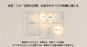 トイレだけでなく洗面所やクローゼットにも通じる逆算の法則