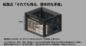 細分化された現代の小物を詰め込むには深すぎる奥行き80cmの押入れの構造的欠陥と湿気の滞留イメージ